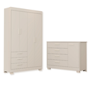 Ver imagem 1 de Quarto de Bebê Guarda Roupa Zaki + Cômoda Infantil 1 Porta e 4 Gavetas Areia Fosco