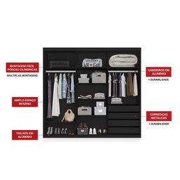 Guarda Roupa Casal 3 Espelho 3 Portas e 4 Gavetas Gravatá Yescasa - 7 Guarda Roupa Casal 3 Espelho 3 Portas e 4 Gavetas Gravatá Yescasa - 7