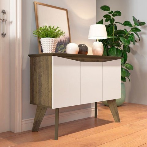 Buffet Aparador 3 Portas Retrô Oásis Marrom/Pinho/Off White