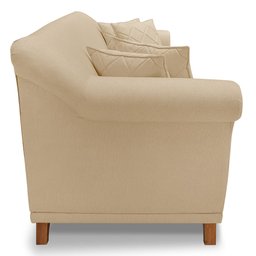 Kit 2 Poltronas e Sofá Living 2 Lugares 1,80m Vênus Linho Dourado Pés Castanho - Pallazio - 5