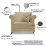 Kit 2 Poltronas e Sofá Living 2 Lugares 1,80m Vênus Linho Dourado Pés Castanho - Pallazio - 7