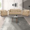 Kit 2 Poltronas e Sofá Living 2 Lugares 1,80m Vênus Linho Dourado Pés Castanho - Pallazio - 2