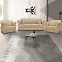 Ver imagem 2 de Kit 2 Poltronas e Sofá Living 2 Lugares 1,80m Vênus Linho Dourado Pés Castanho - Pallazio