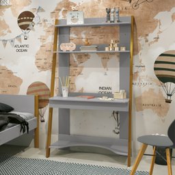 Escrivaninha com Estante Simba 95cm Cinza Fosco - 1 Escrivaninha com Estante Simba 95cm Cinza Fosco - 1