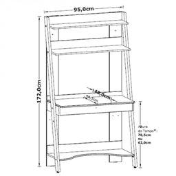 Escrivaninha com Estante Simba 95cm Cinza Fosco - 3 Escrivaninha com Estante Simba 95cm Cinza Fosco - 3