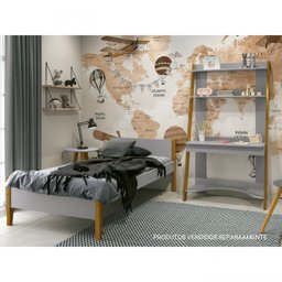 Escrivaninha com Estante Simba 95cm Cinza Fosco - 5 Escrivaninha com Estante Simba 95cm Cinza Fosco - 5