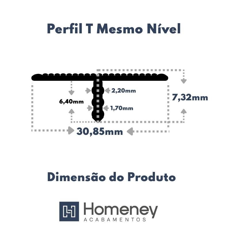 Perfil T Mesmo Nível em Alumino Para Piso Laminado - Homeney Marrom 2m - 8