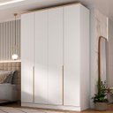 Ver imagem 1 de Roupeiro Logan Mdf 160,5x232,2cm 4 Portas 2 Gavetas Branco/olmo 1007