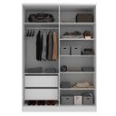 Ver imagem 3 de Roupeiro Logan Mdf 160,5x232,2cm 4 Portas 2 Gavetas Branco/olmo 1007