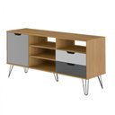 Ver imagem 5 de Rack Retrô MDF 140cm 60- Polegadas 1 Porta 2 Gavetas Estocolmo Cinza