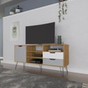 Ver imagem 1 de Rack para TV até 60 Polegadas Retrô 1 Porta 2 Gavetas Estocolmo Artely Carvalho-Grafite-Prata-Branco