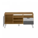 Ver imagem 4 de Rack Retrô MDF 140cm 60- Polegadas 1 Porta 2 Gavetas Estocolmo Cinza