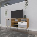 Ver imagem 1 de Rack Retrô MDF 140cm 60- Polegadas 1 Porta 2 Gavetas Estocolmo Cinza