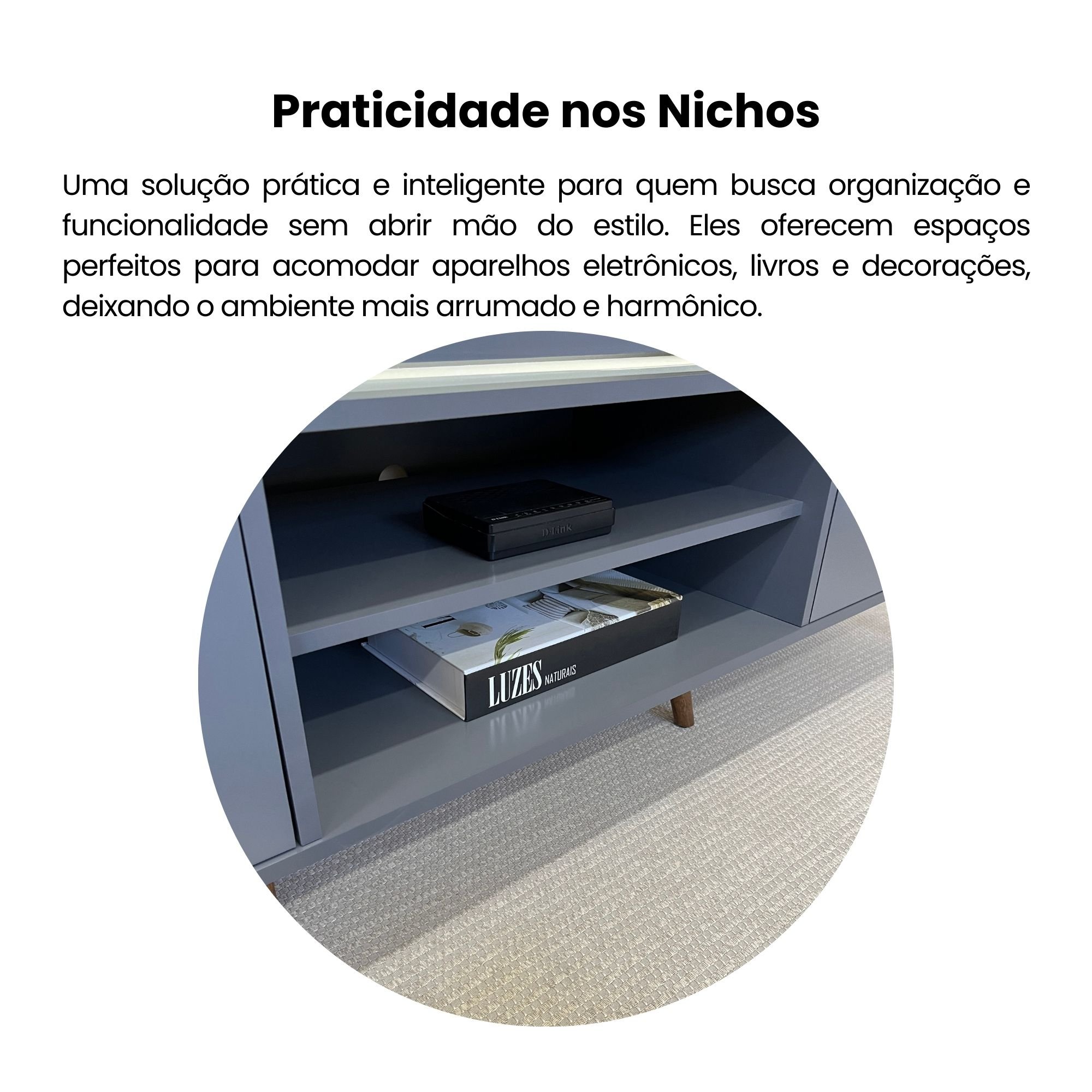 Rack para Tv até 75 Polegadas com LED 2 Portas Fecho Toque Lumina - 20