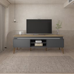 Rack para Tv até 75 Polegadas com LED 2 Portas Fecho Toque Lumina - 1