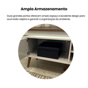 Ver mais imagens de Rack para TV até 75 Polegadas com LED MDF 180cm Pés em Madeira Maciça 2 Portas e Lumina Marrom
