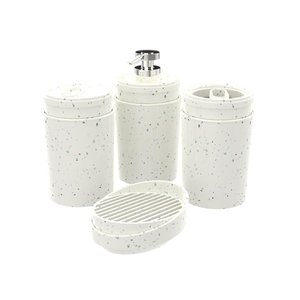 Kit Banheiro Stone Crippa com 4 Peças (porta Escova, Porta Sabonete Líquido, Porta Algodão e