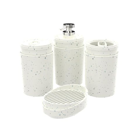 Kit Banheiro Stone Crippa com 4 Peças (porta Escova, Porta Sabonete Líquido, Porta Algodão e