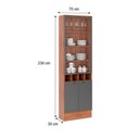 Ver imagem 2 de Cristaleira 4 Portas 2 de Vidro MDP MDF Laqueado Nogal com Cinza Titanio Moveis Carraro