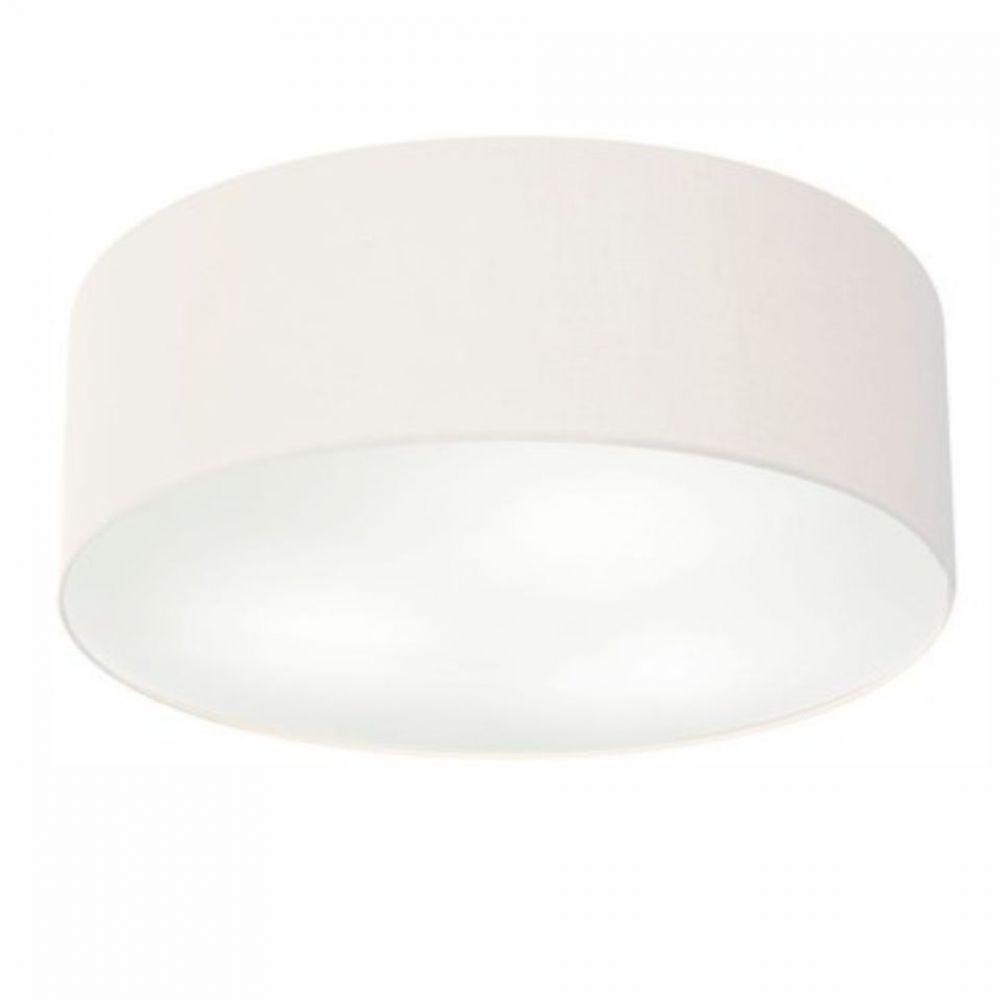 Plafon Cilíndrico Md-3049 Tecido 70x15cm Branco Bivolt