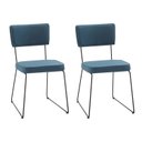 Ver imagem 1 de Kit 2 Cadeiras para Sala de Jantar Escritório Estofada Base em Aço Roma Azul/Jeans/Preto