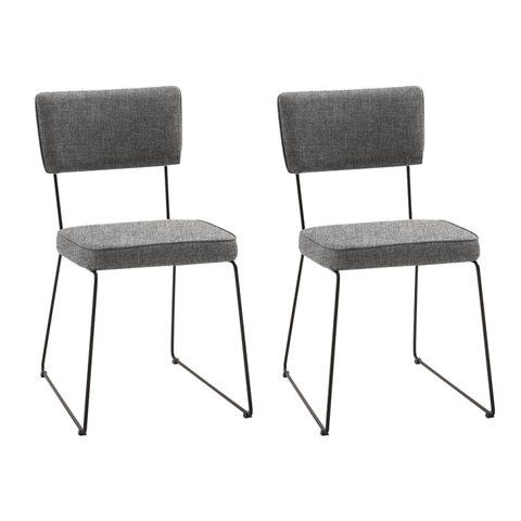 Kit 2 Cadeiras para Sala de Jantar Escritório Estofada Base em Aço Roma Cinza/Preto