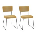 Ver imagem 1 de Kit 2 Cadeiras para Sala de Jantar Escritório Estofada Base em Aço Roma Amarelo/Preto