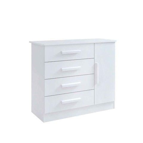 Cômoda Firenze 4 Gavetas 1 Porta Comsapateira 100% Mdf Branco