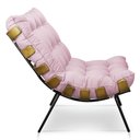 Ver imagem 2 de Kit Poltrona Costela com Puff para Sala Suede Rosa Bebê