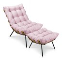 Ver imagem 1 de Kit Poltrona Costela com Puff para Sala Suede Rosa Bebê