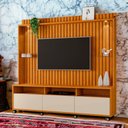 Ver imagem 1 de Estante Home Tvs 60 4 Portas Absoluto Naturalle e Off Ripado Carmolar