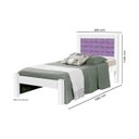 Ver imagem 3 de Cama Lai Solteiro com Cabeceira Trabalhada 100% Mdf com Estrado em Madeira Cor Branca/lilás Ja