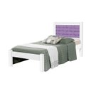 Ver imagem 2 de Cama Lai Solteiro com Cabeceira Trabalhada 100% Mdf com Estrado em Madeira Cor Branca/lilás Ja