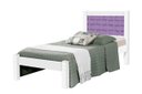 Ver imagem 2 de Cama Lai Solteiro com Cabeceira Trabalhada 100% Mdf com Estrado em Madeira Cor Branca/lilás Ja