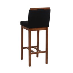 Kit 5 Banqueta Bistrô Berlim Pé Alto Em Madeira Maciça De Eucalipto Verniz Imbuia Rust Veludo Preto  - 5
