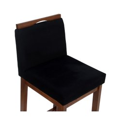 Kit 5 Banqueta Bistrô Berlim Pé Alto Em Madeira Maciça De Eucalipto Verniz Imbuia Rust Veludo Preto  - 4