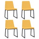 Ver imagem 1 de Kit 4 Cadeiras para Sala de Jantar Escritório Estofada Base em Aço Yanka Amarelo