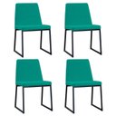 Ver imagem 1 de Kit 4 Cadeiras para Sala de Jantar Escritório Estofada Base em Aço Yanka Verde