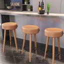 Ver imagem 1 de Kit 3 Banquetas Estofadas Altas Londres Estilo Moderno para Cozinha, Área Gourmet e Balcão - Salaone