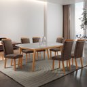 Ver imagem 2 de Mesa de Jantar Copper 180cm Madeira Tampo Vidro Canto Copo com 6 Cadeiras Aline