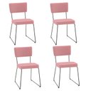 Ver imagem 1 de Kit 4 Cadeiras para Sala de Jantar Escritório Estofada Base em Aço Roma Rosa/Coral/Preto