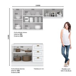 Cozinha Completa Americana 3 Peças Branco - Móveis Henn - 5 Cozinha Completa Americana 3 Peças Branco - Móveis Henn - 5