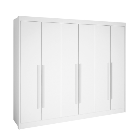 Guarda Roupa Casal Athos 6 Portas em Mdf Branco