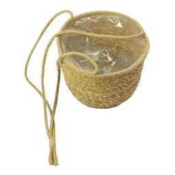 Cesto Vaso Pendurar Seagrass Natural Artesanal Igmar 17x14cm - 3