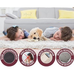 Tapete para Sala ou Quarto 1,50m X 2,00m Pelo Baixo Andino Lâncer - A-122 Cinza - 6