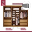 Ver imagem 4 de Roupeiro 6 Portas Puxador de Madeira Maciça 100%mdf Versátil Josandro Damasco Texturizado