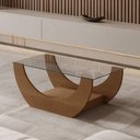 Ver imagem 3 de Mesa de Centro para Sala de Estar Retangular 82cm Tampo de Vidro Zilah A05 Cinamomo - Lyam Decor