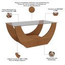 Ver imagem 5 de Mesa de Centro para Sala de Estar Retangular 82cm Tampo de Vidro Zilah A05 Cinamomo - Lyam Decor