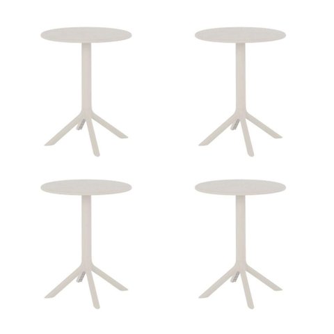 Kit 4 Mesas de Jantar Redonda Área Externa Taormina Drops Fratini 60 Cm (larg) Polipropileno Nude