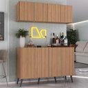 Ver imagem 2 de Kit Bar Armário Aéreo e Aparador 4 Portas Retrô Multimóveis Mp1086 Rustic/preto